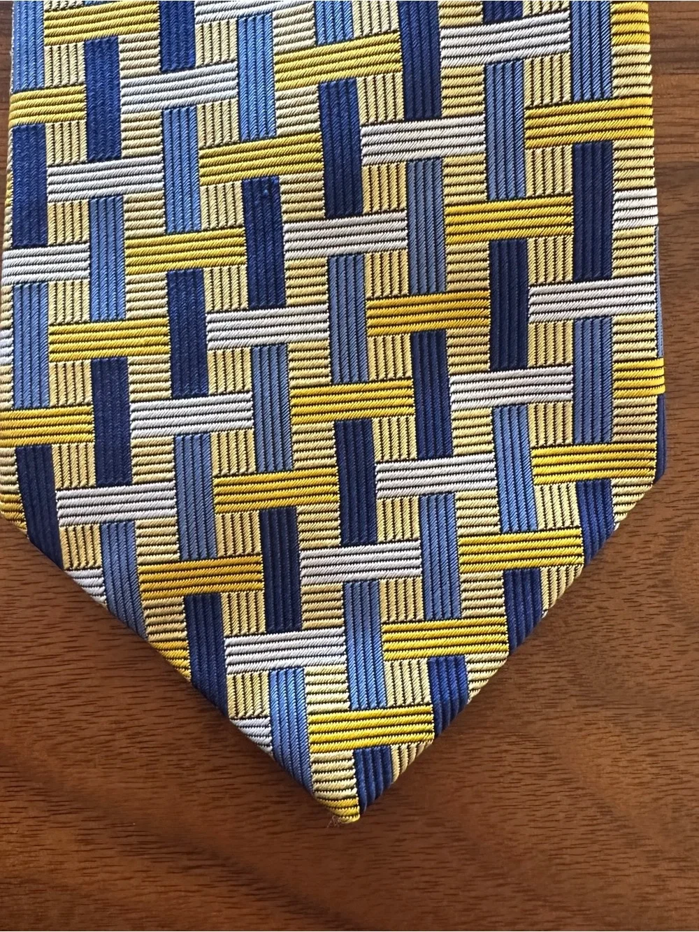 Turnbull & Asser Yellow and Blue Woven Pattern Necktie